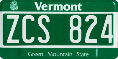 VT license plate ZCS824