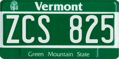 VT license plate ZCS825