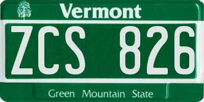 VT license plate ZCS826