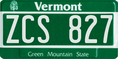 VT license plate ZCS827