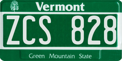 VT license plate ZCS828