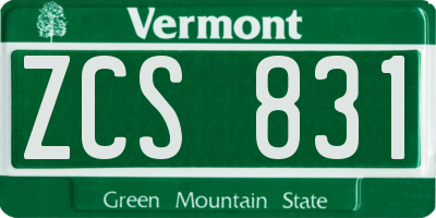 VT license plate ZCS831
