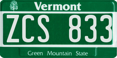 VT license plate ZCS833