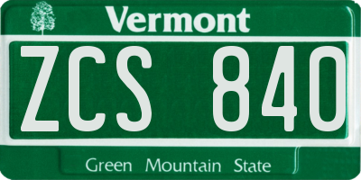 VT license plate ZCS840
