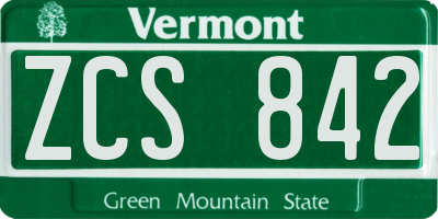 VT license plate ZCS842
