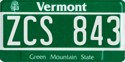 VT license plate ZCS843