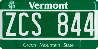 VT license plate ZCS844