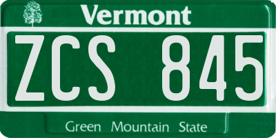VT license plate ZCS845