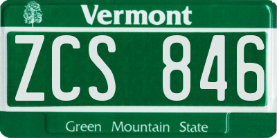 VT license plate ZCS846