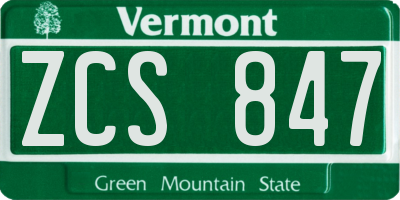 VT license plate ZCS847