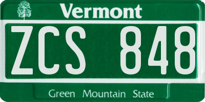VT license plate ZCS848