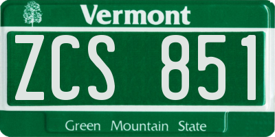 VT license plate ZCS851
