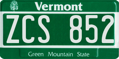 VT license plate ZCS852