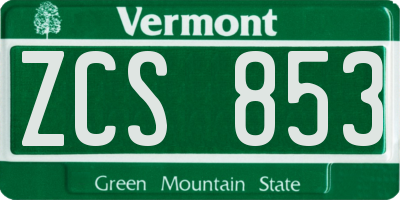 VT license plate ZCS853