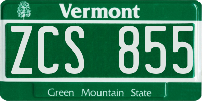 VT license plate ZCS855