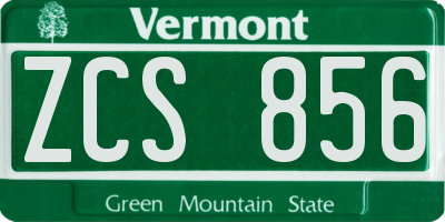 VT license plate ZCS856