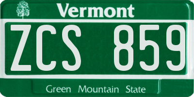 VT license plate ZCS859
