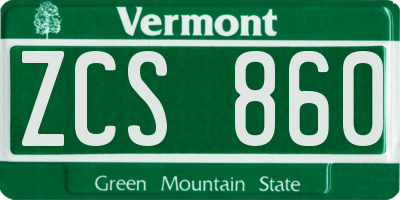 VT license plate ZCS860