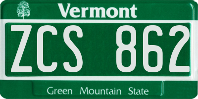 VT license plate ZCS862