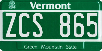 VT license plate ZCS865