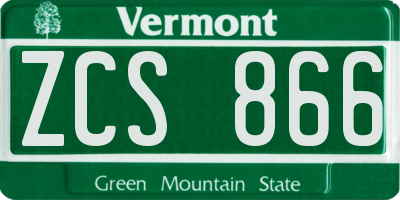 VT license plate ZCS866
