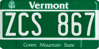 VT license plate ZCS867