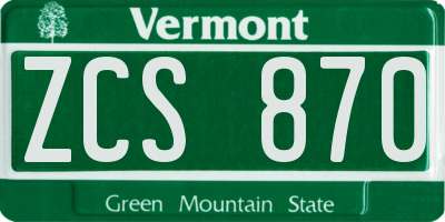 VT license plate ZCS870