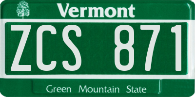 VT license plate ZCS871