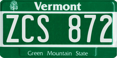 VT license plate ZCS872