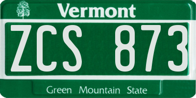 VT license plate ZCS873