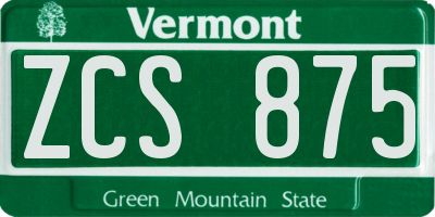 VT license plate ZCS875