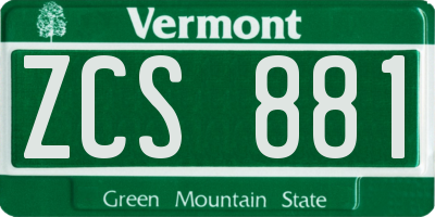 VT license plate ZCS881