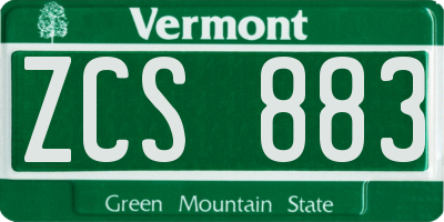 VT license plate ZCS883