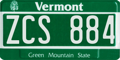 VT license plate ZCS884