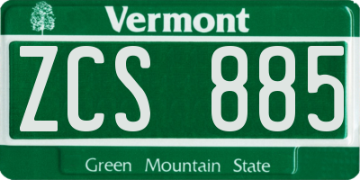 VT license plate ZCS885