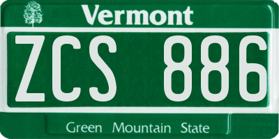 VT license plate ZCS886