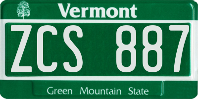 VT license plate ZCS887