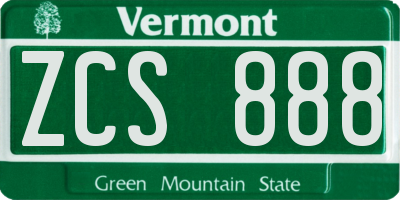 VT license plate ZCS888