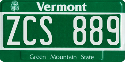 VT license plate ZCS889