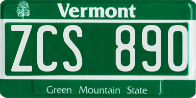 VT license plate ZCS890