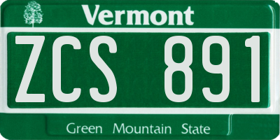 VT license plate ZCS891