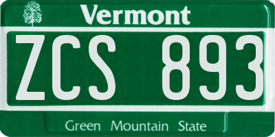 VT license plate ZCS893