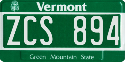 VT license plate ZCS894