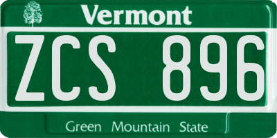 VT license plate ZCS896