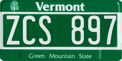 VT license plate ZCS897