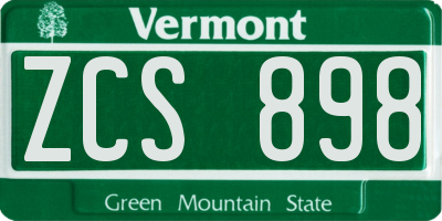 VT license plate ZCS898