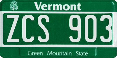 VT license plate ZCS903