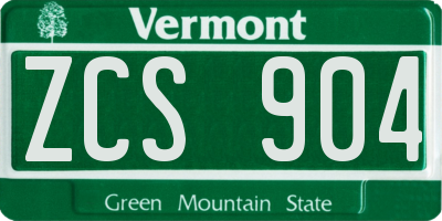VT license plate ZCS904