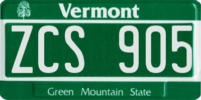 VT license plate ZCS905