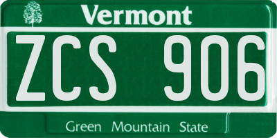 VT license plate ZCS906